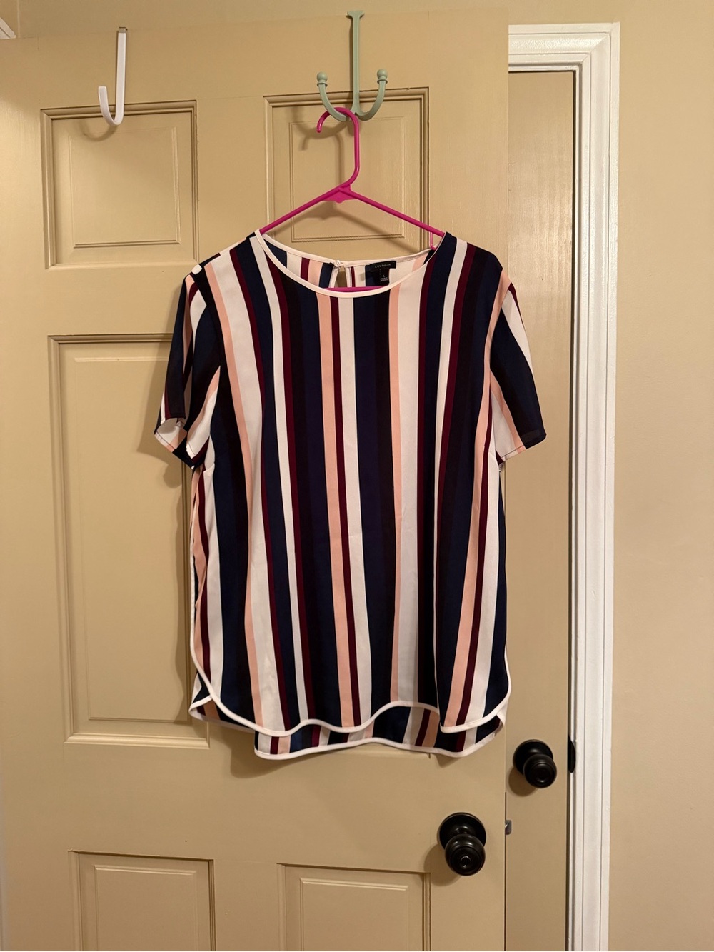 Ann Taylor Striped Short-Sleeve Blouse